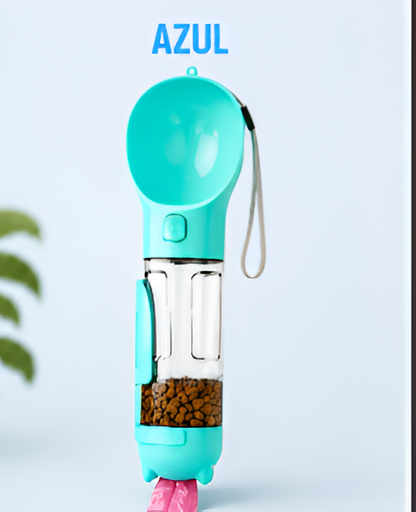 🐾 Botella Portátil 4 en 1 para Mascotas – Agua, Comida y Limpieza en un Solo Producto