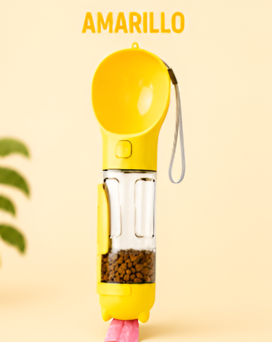 🐾 Botella Portátil 4 en 1 para Mascotas – Agua, Comida y Limpieza en un Solo Producto