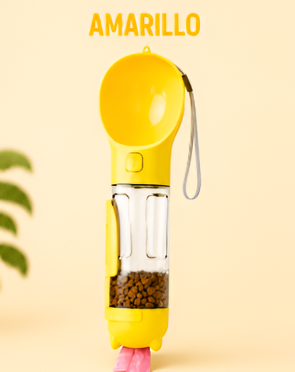 🐾 Botella Portátil 4 en 1 para Mascotas – Agua, Comida y Limpieza en un Solo Producto