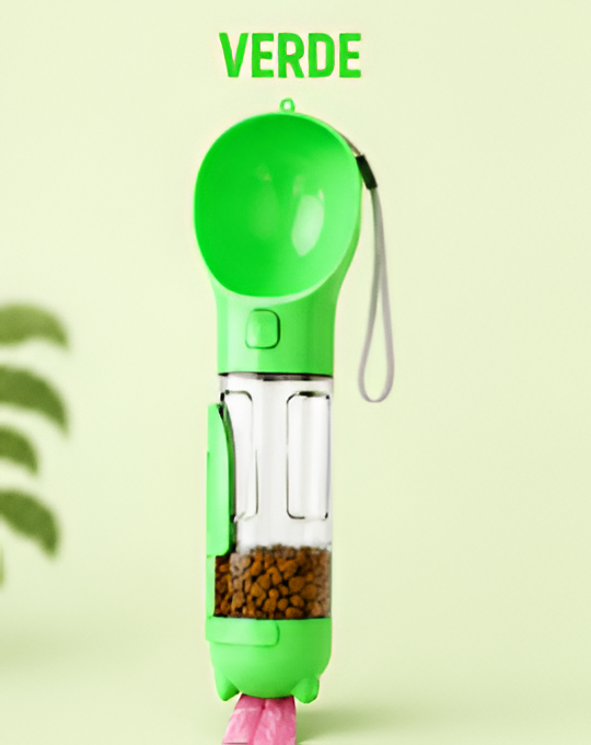 🐾 Botella Portátil 4 en 1 para Mascotas – Agua, Comida y Limpieza en un Solo Producto